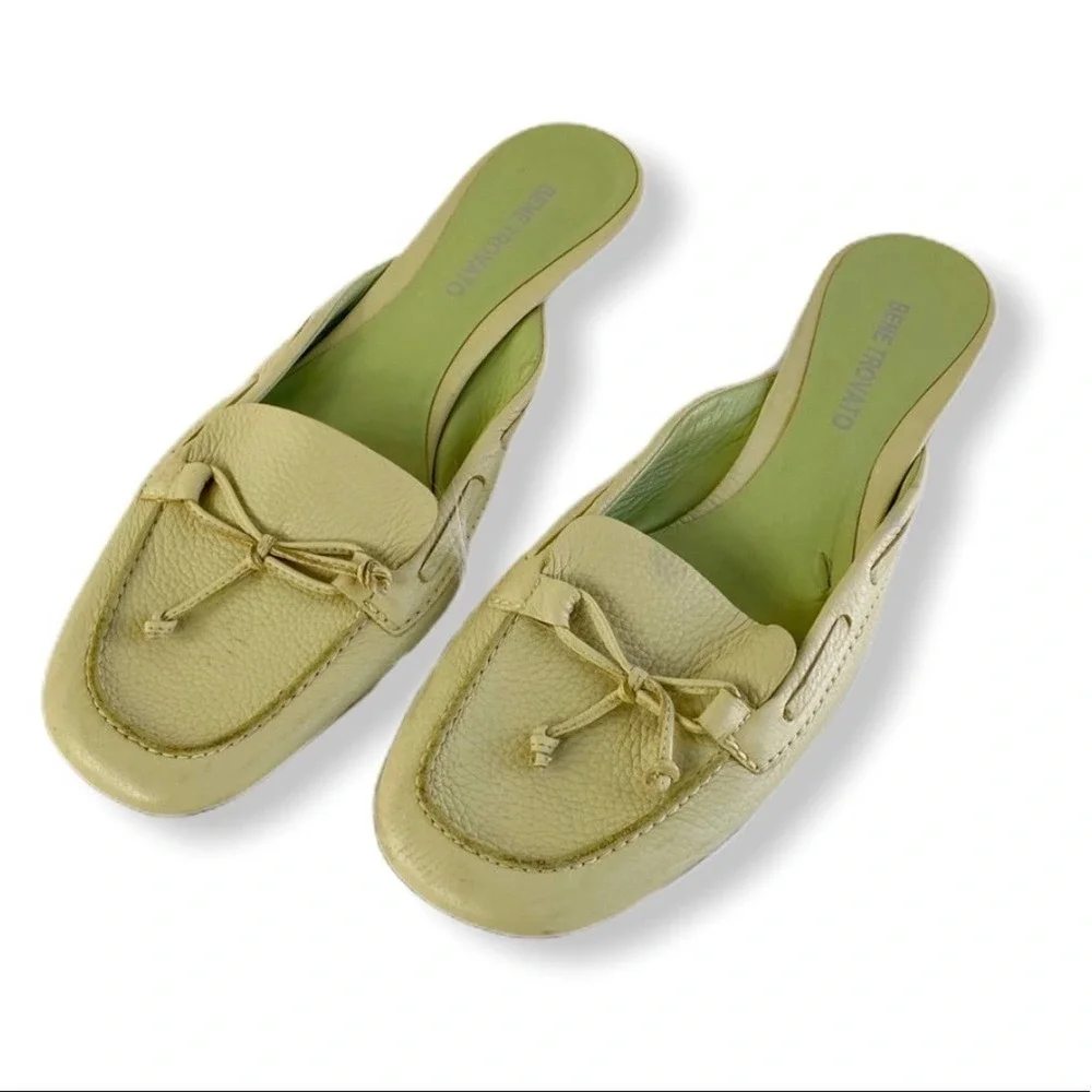 Bene Trovato Vanity slip on green ribbon sandals 9